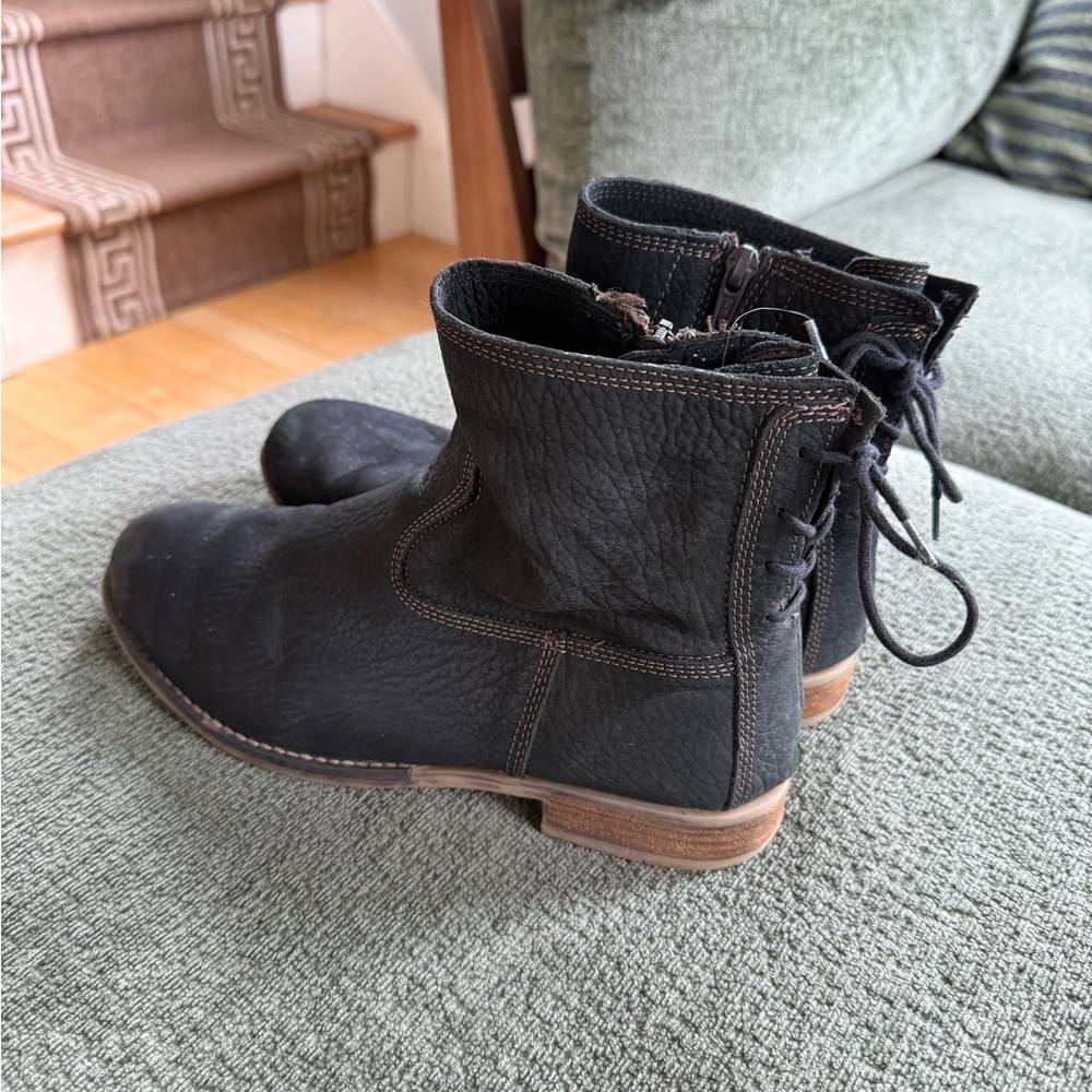 Josef Seibel Black Ankle Booties with Lace-Up Detail
